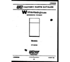 White-Westinghouse RT174NCW0 cover page diagram