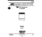 White-Westinghouse WU180TR1 cover sheet diagram