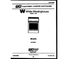 White-Westinghouse PGF201HXD4 cover page diagram