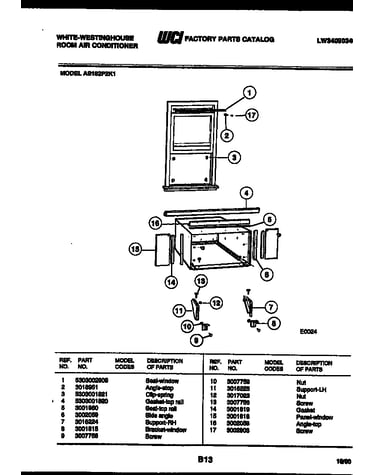 Cabinet and installation parts