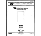 White-Westinghouse RT174NCF2 cover page diagram