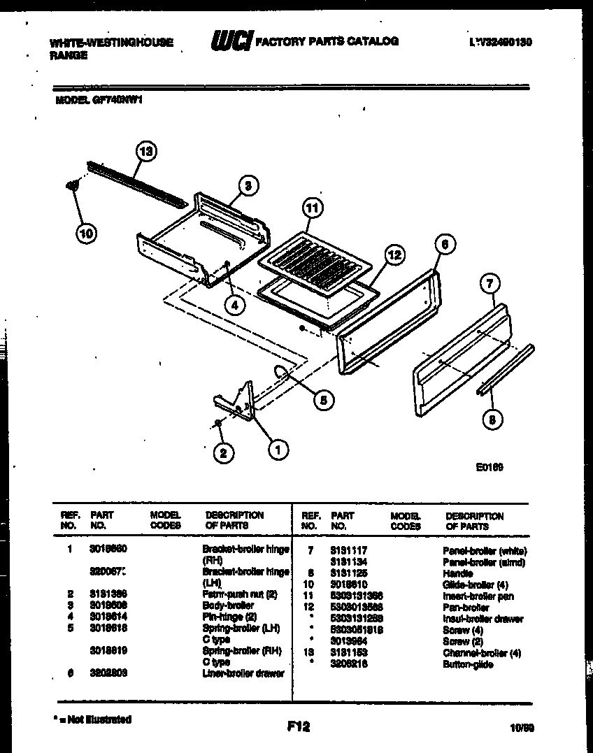 BROILER DRAWER PARTS