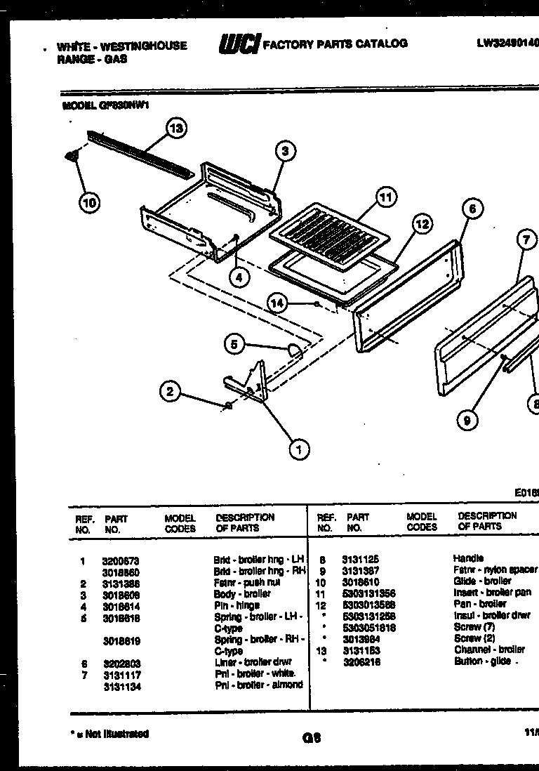 Broiler drawer parts