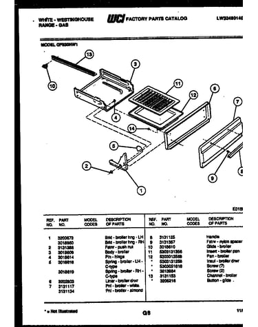 Broiler drawer parts