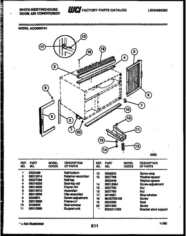 Cabinet and installation parts