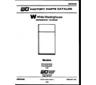 White-Westinghouse RTG163GLF3C cover page diagram
