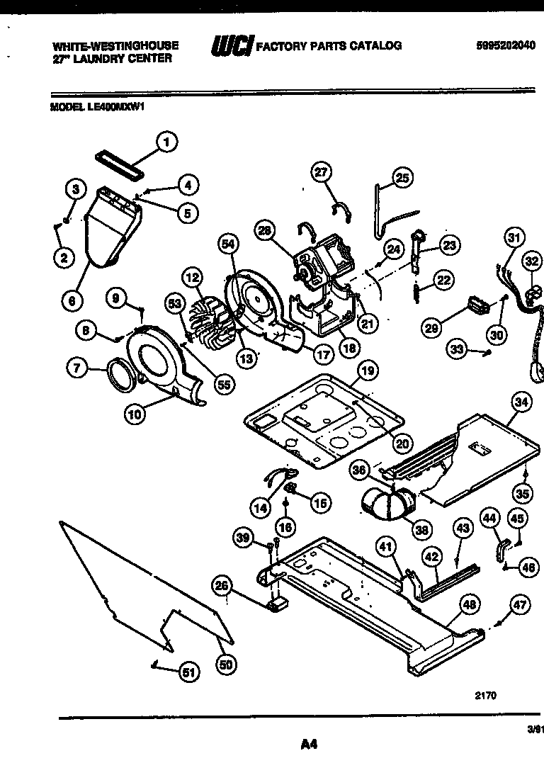 Motor, blower and cabinet parts