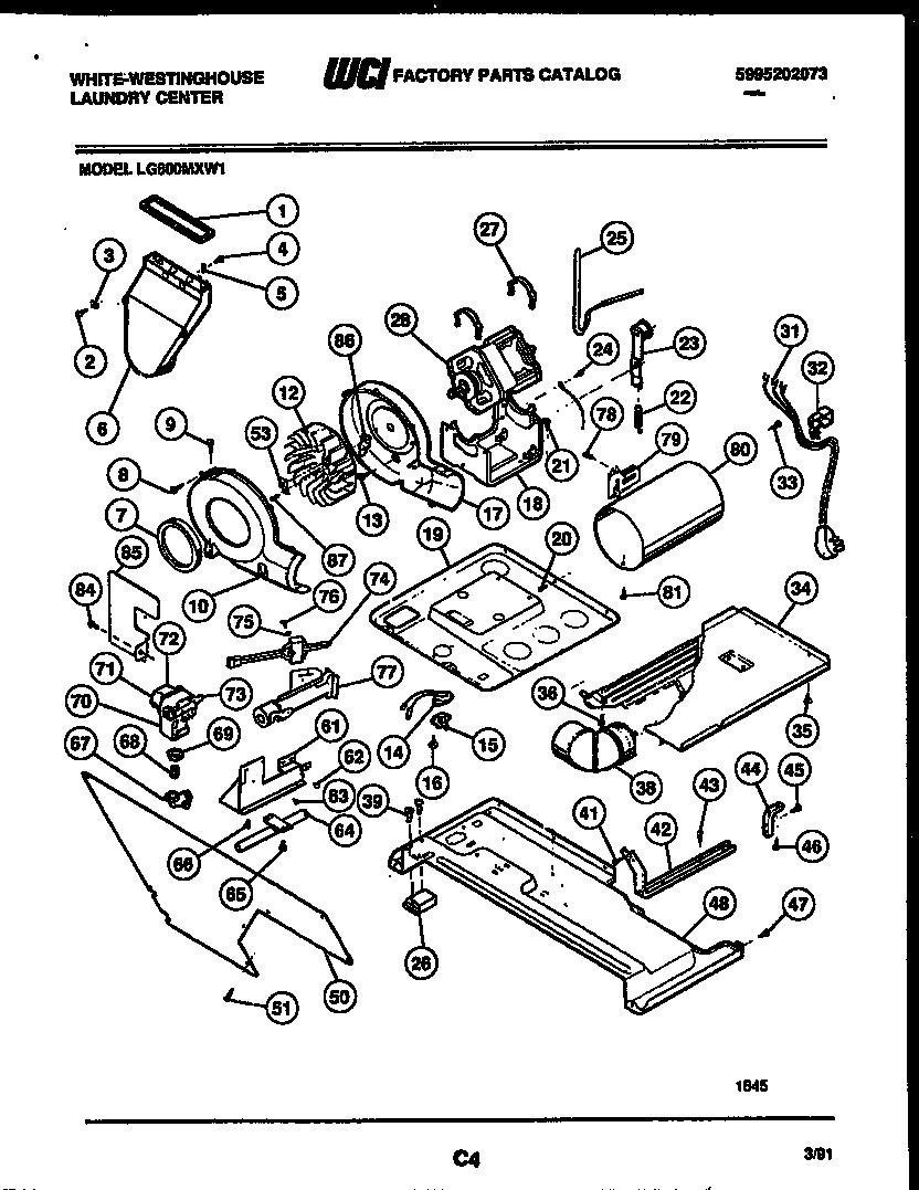 Motor, blower and cabinet parts