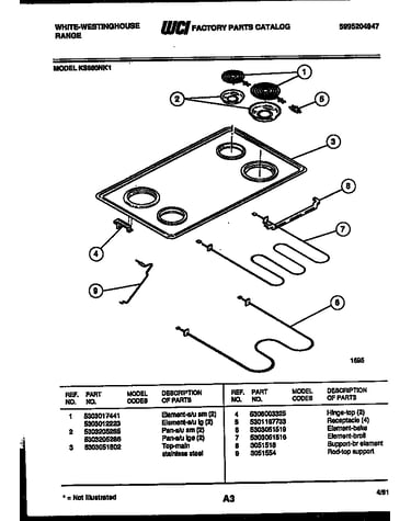 Cooktop and broiler parts