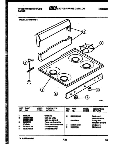 Backguard and cooktop parts