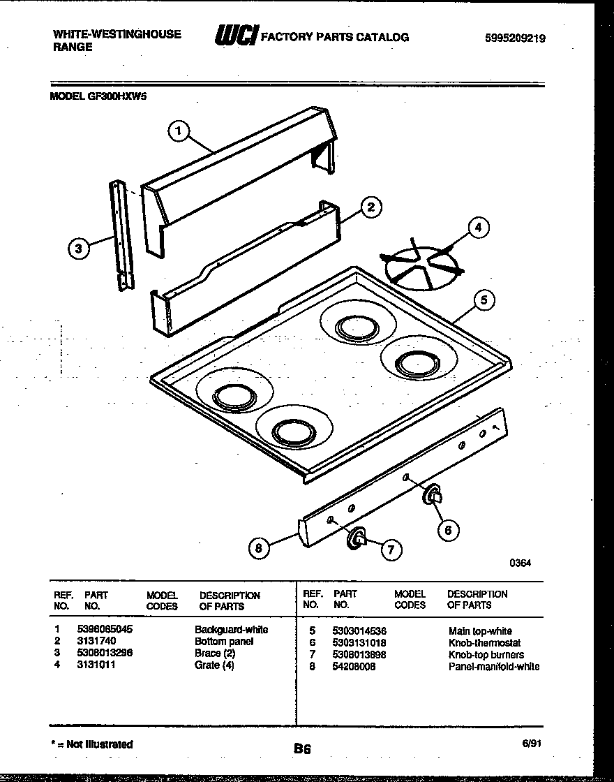 BACKGUARD AND COOKTOP PARTS