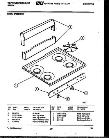 Backguard and cooktop parts