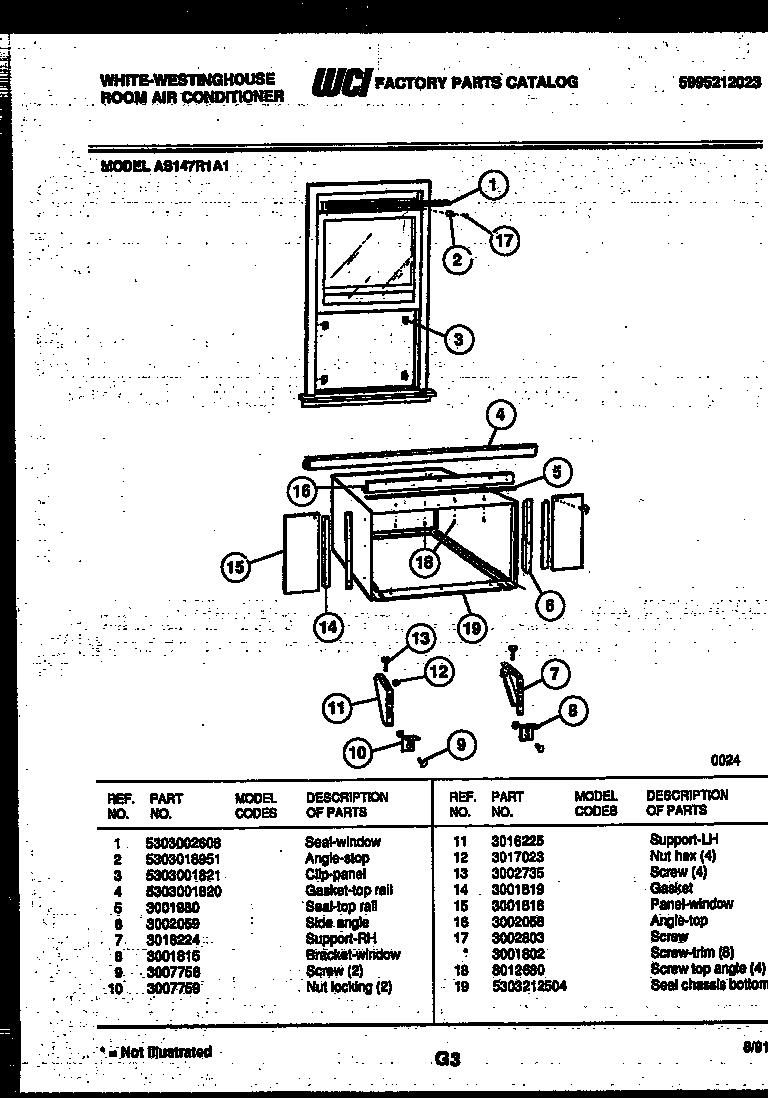 Cabinet and installation parts