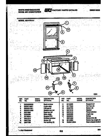 Cabinet and installation parts