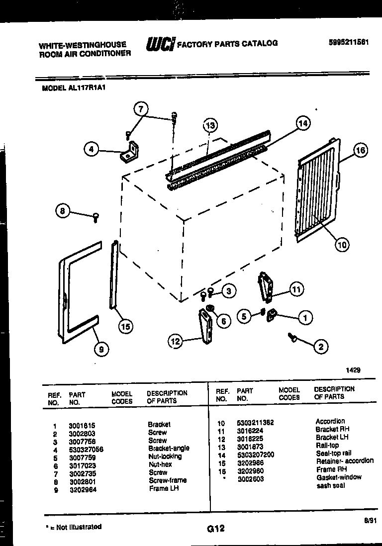Cabinet and installation parts