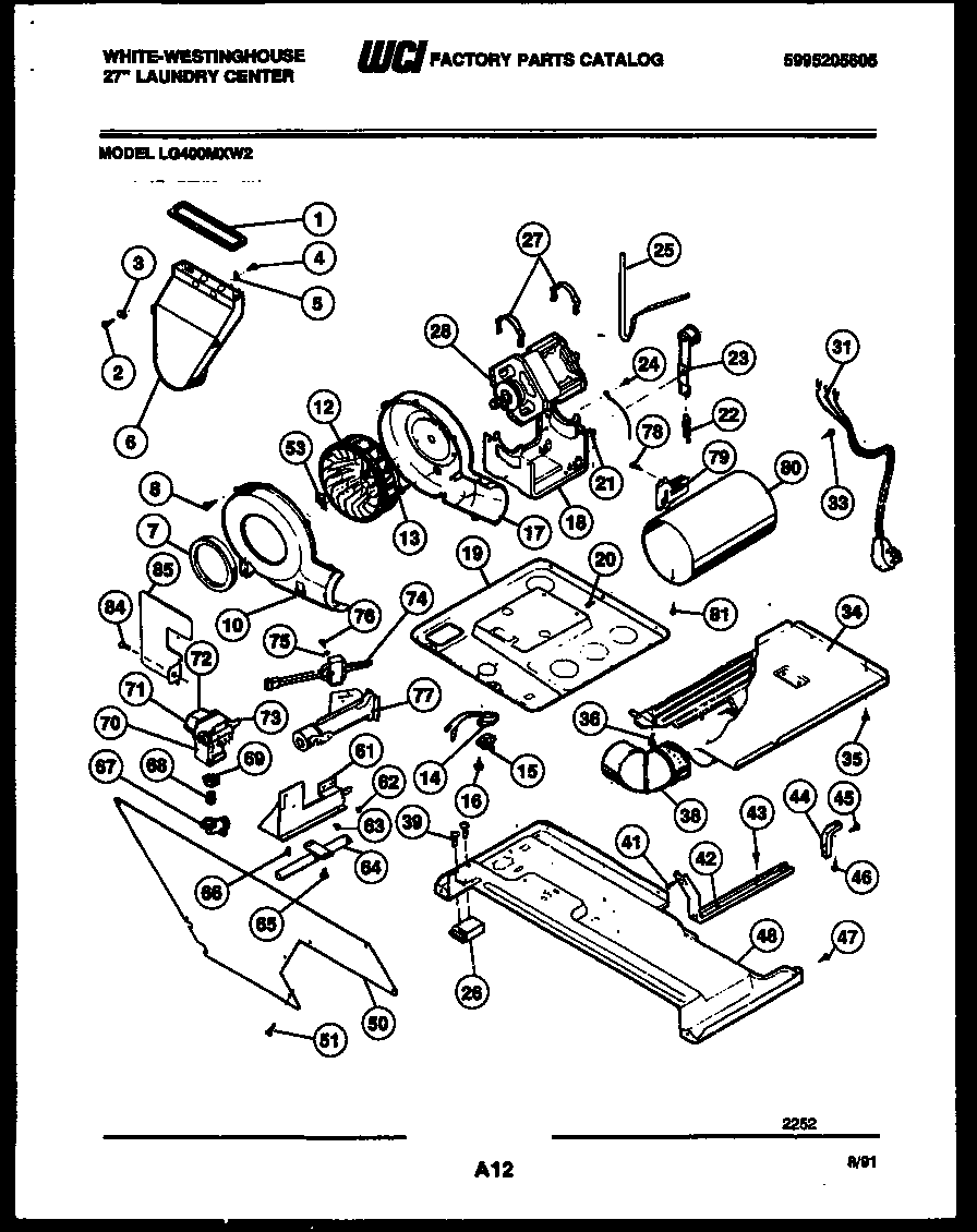 Motor, blower and cabinet parts