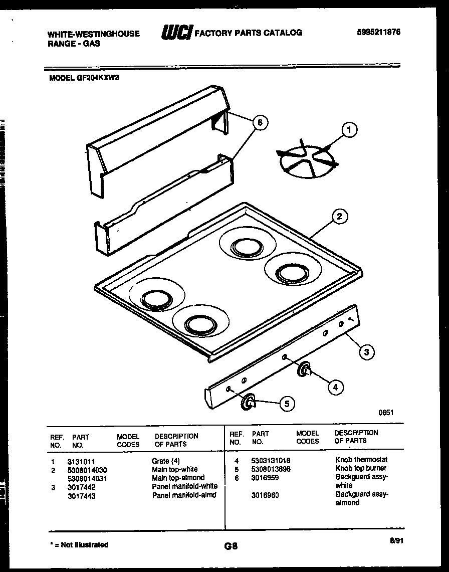 Backguard and cooktop parts