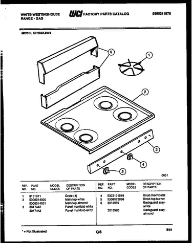 Backguard and cooktop parts
