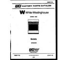 White-Westinghouse GF300NW2 cover page diagram