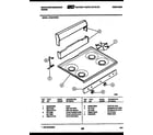 White-Westinghouse GF501KXW3 backguard and cooktop parts diagram