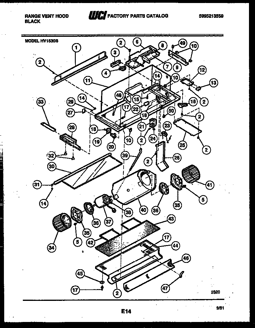 Range vent hood parts