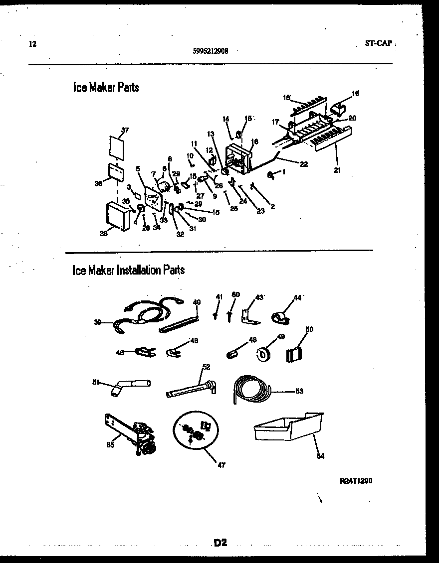 Ice maker and installation parts