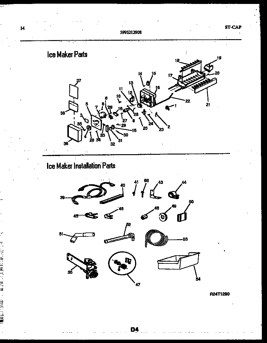 Ice maker and installation parts