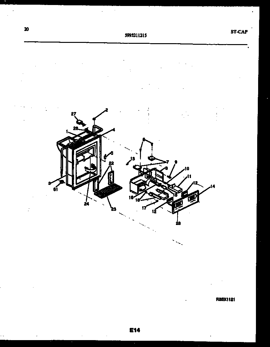 Ice door, dispenser and water tank
