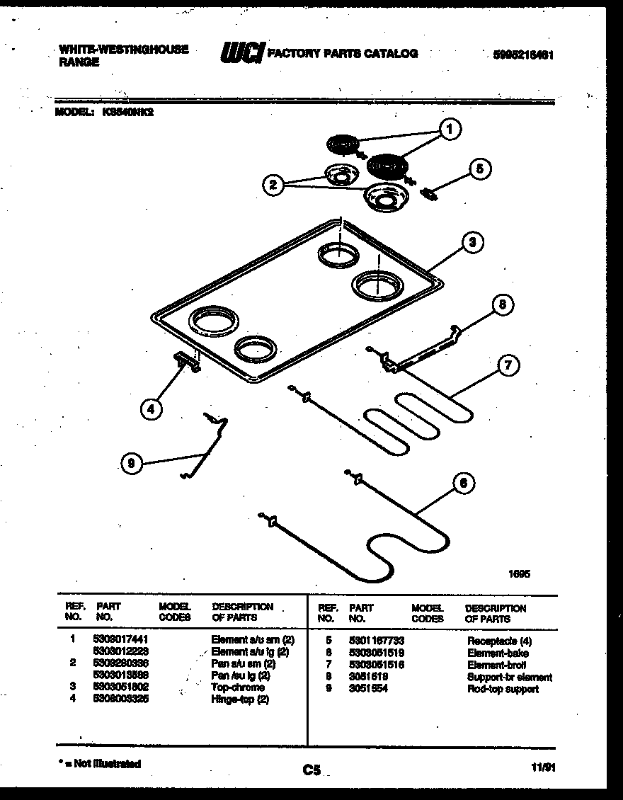 Cooktop and broiler parts