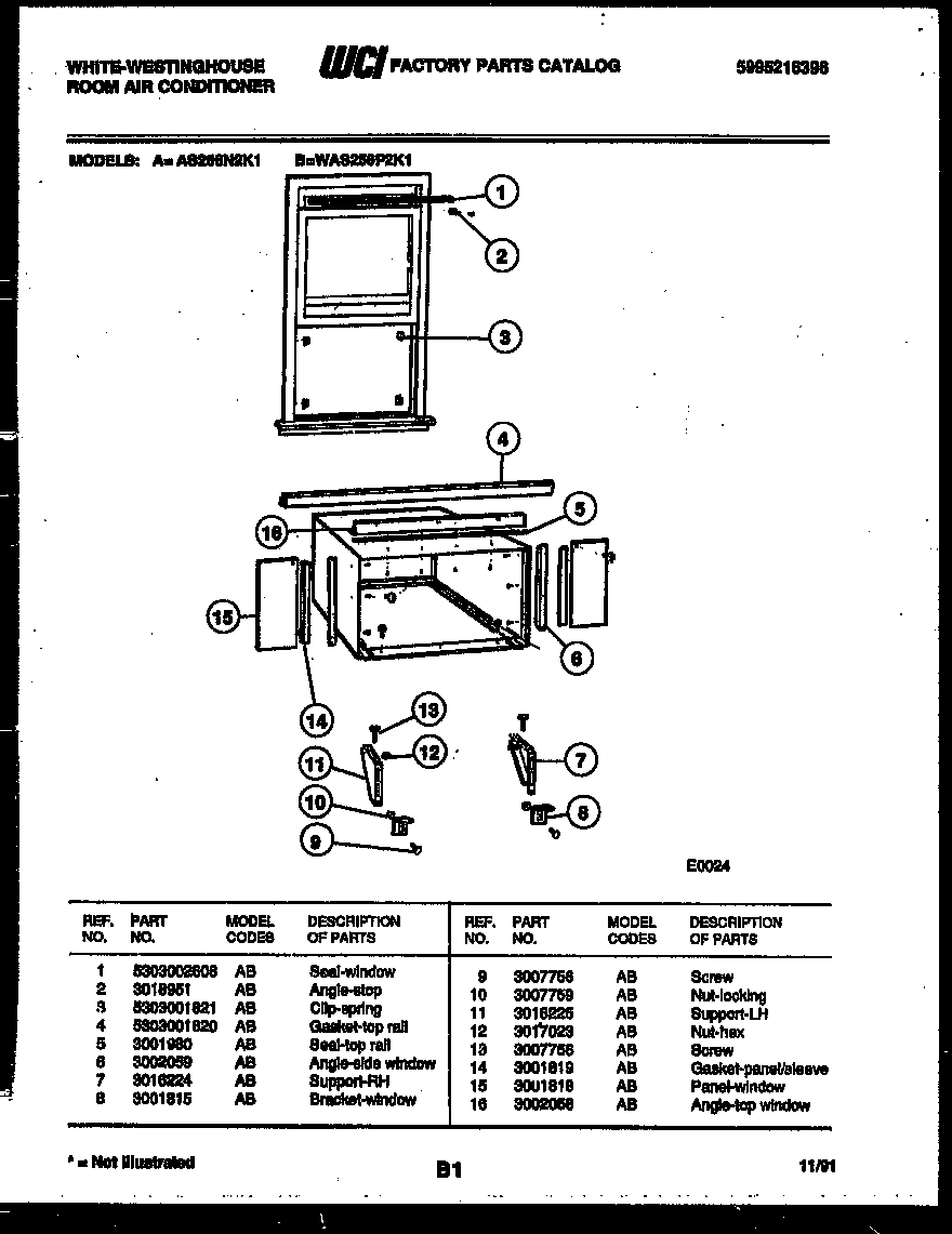 Cabinet and installation parts
