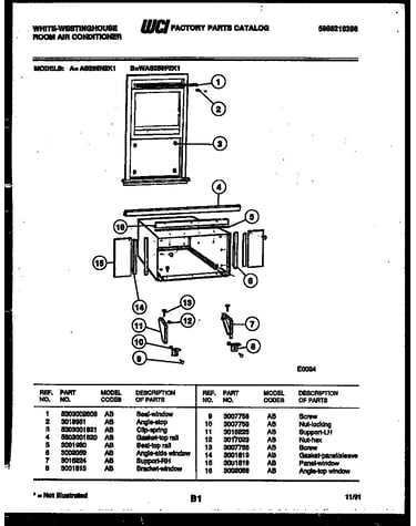 Cabinet and installation parts