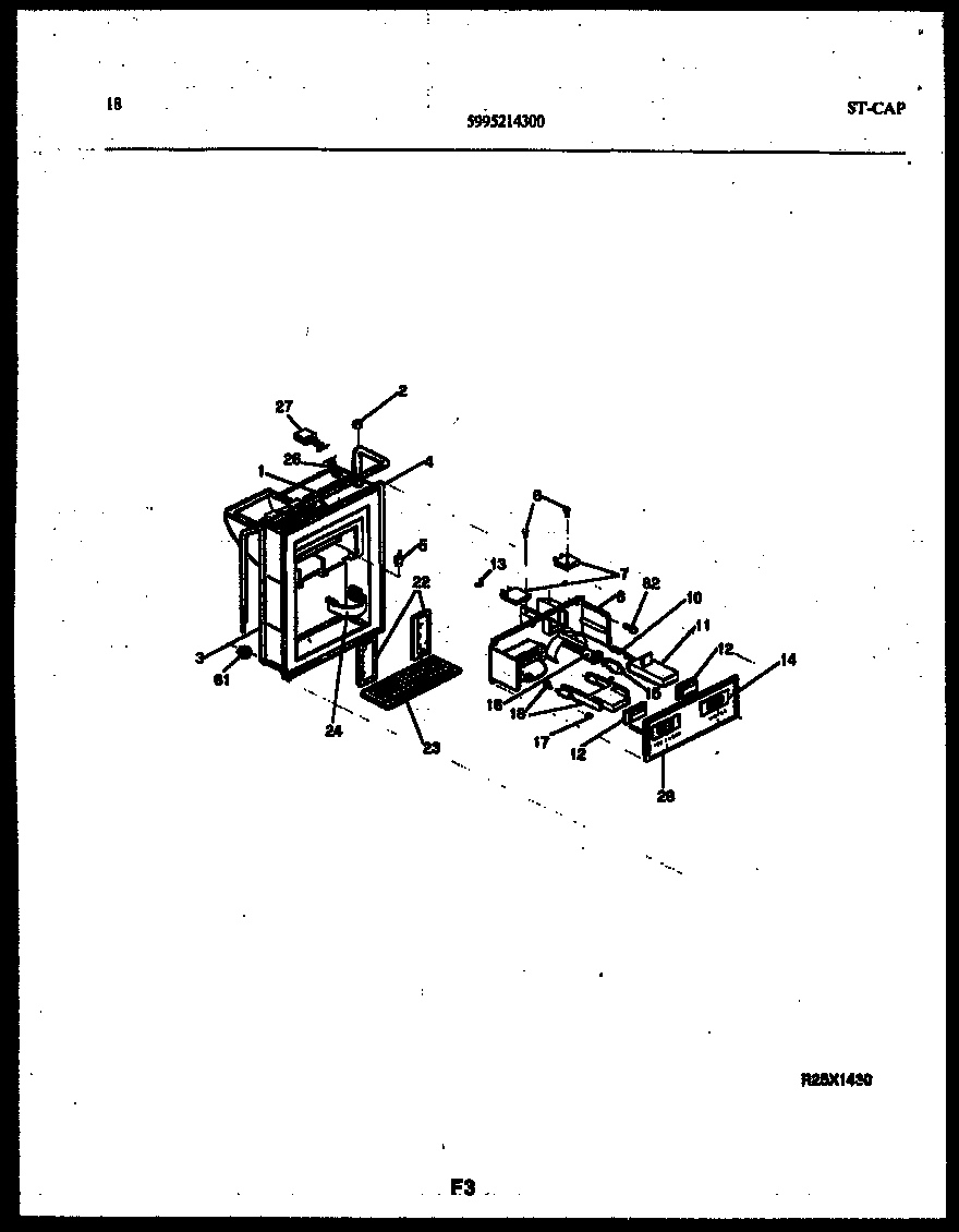Ice door, dispenser and water tank