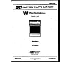 White-Westinghouse GF740NW4 cover page diagram