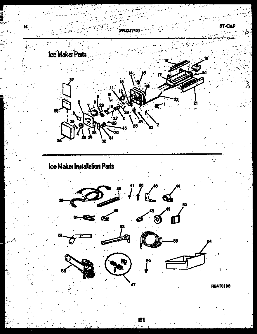 Ice maker and installation parts