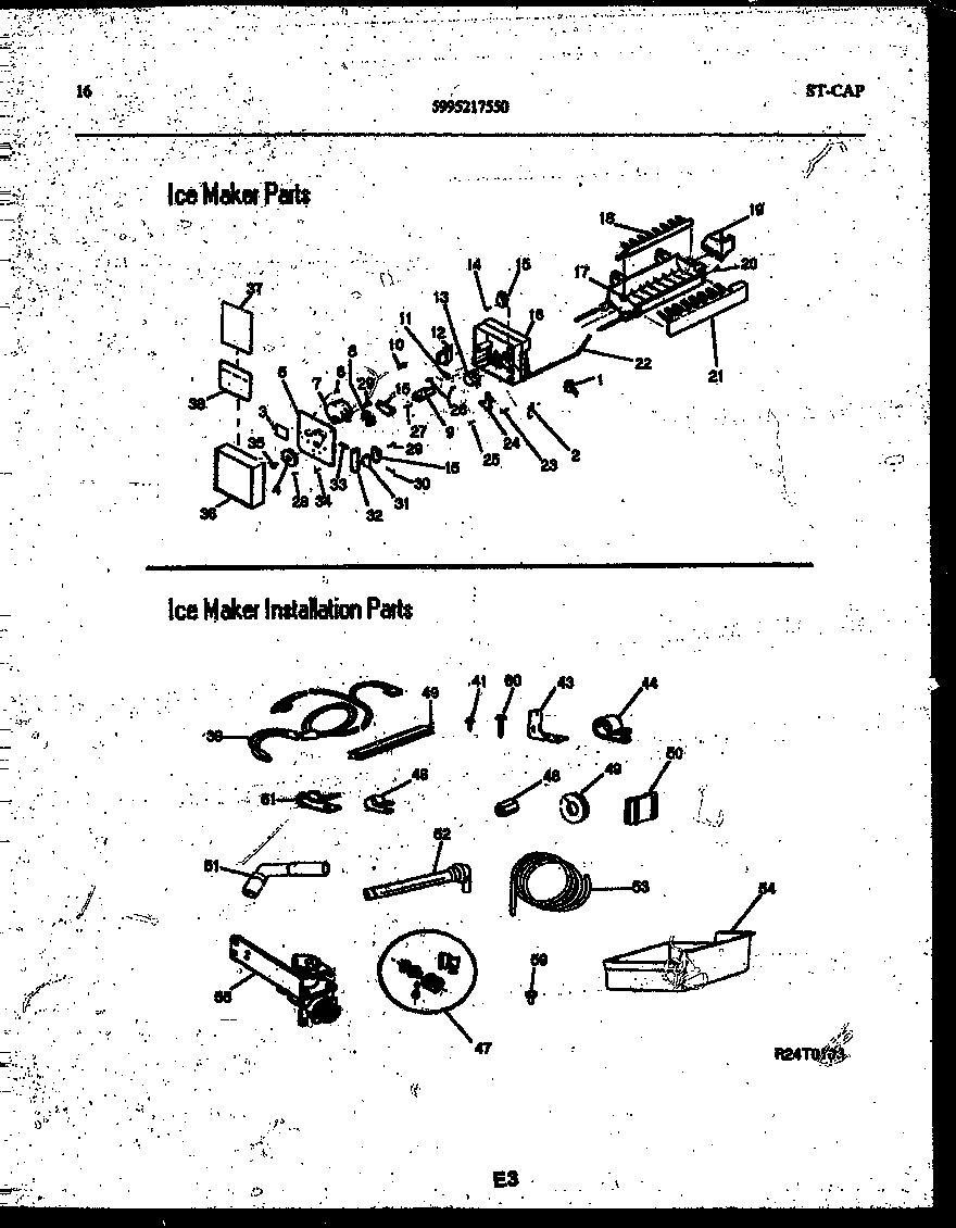 Ice maker and installation parts