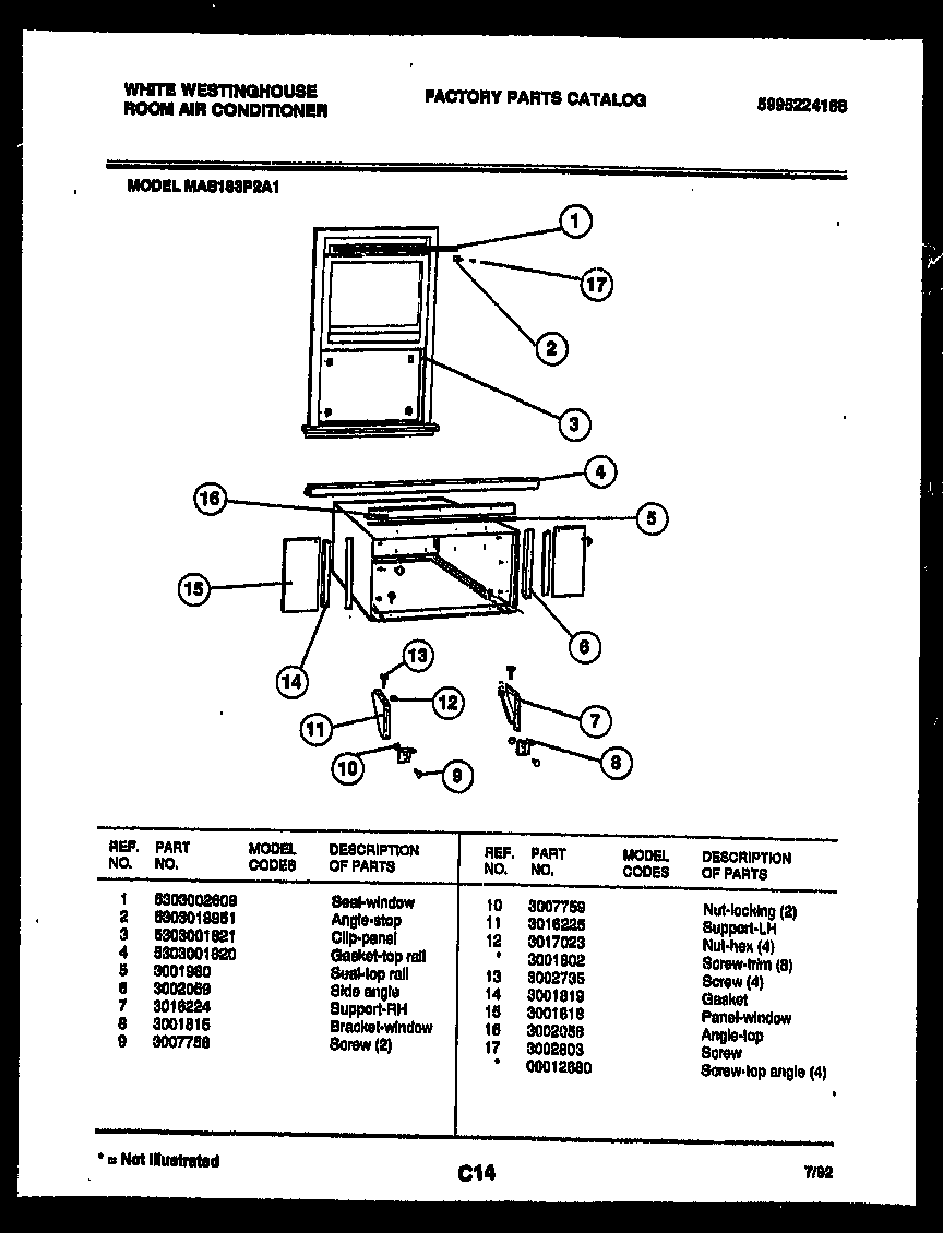 Cabinet and installation parts