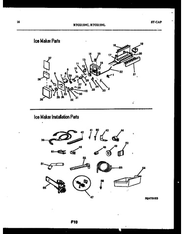 Ice maker and installation parts