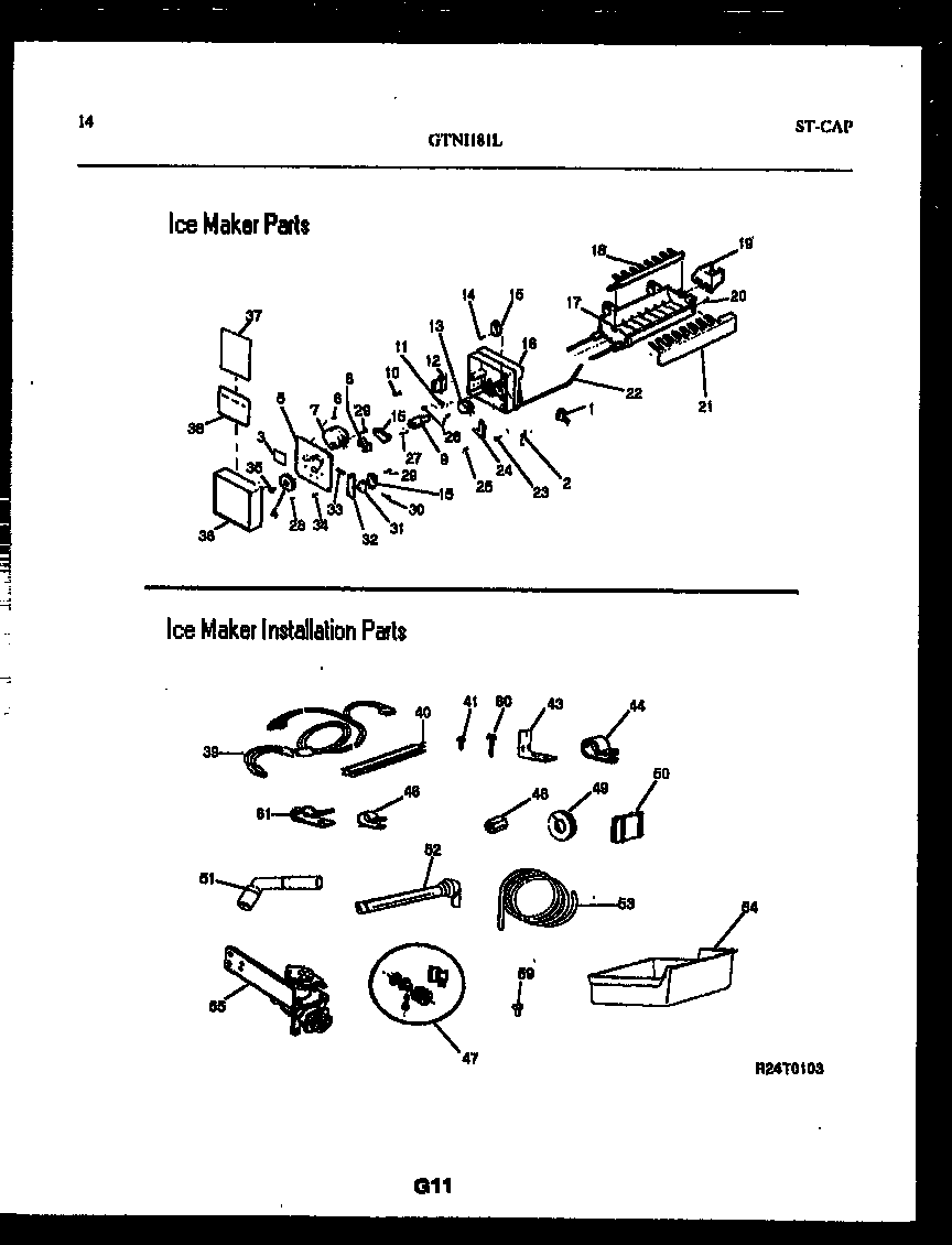 Ice maker and installation parts