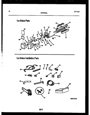 Ice maker and installation parts