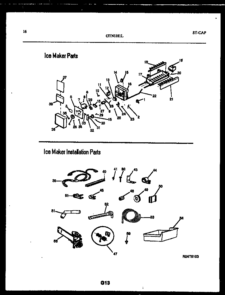 Ice maker and installation parts