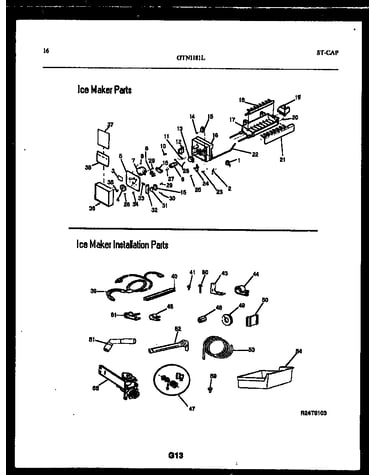 Ice maker and installation parts