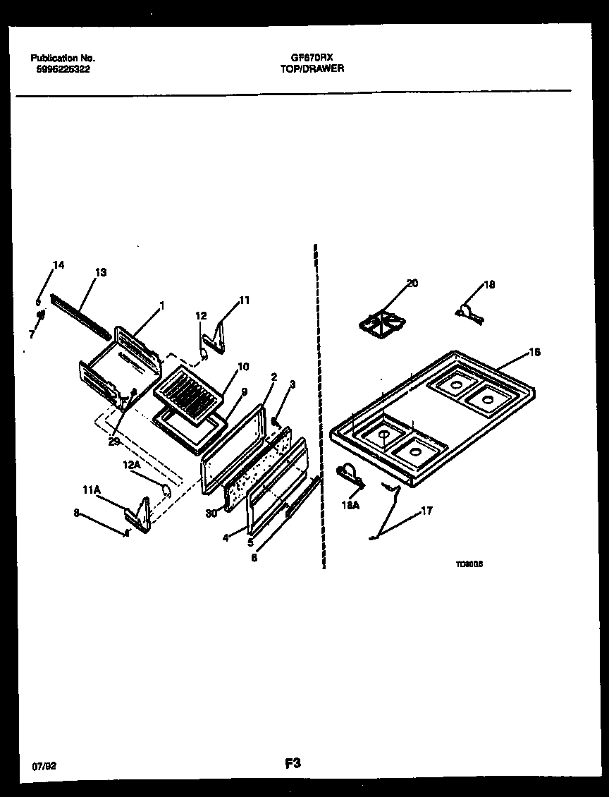 COOKTOP AND BROILER DRAWER PARTS