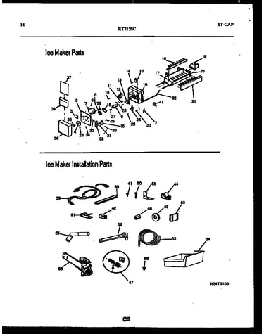 Ice maker and installation parts