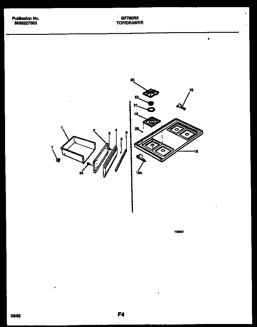 Cooktop and drawer parts