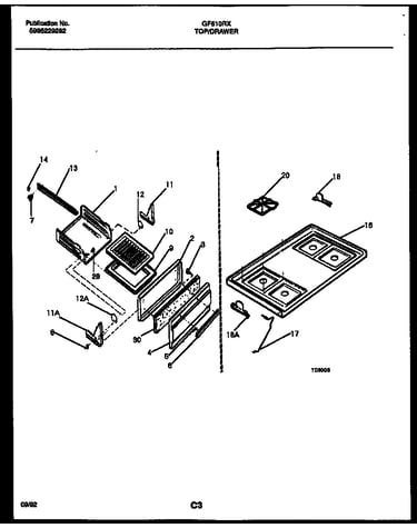 Cooktop and broiler drawer parts