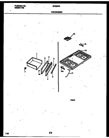 Cooktop and drawer parts