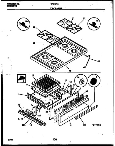 Cooktop and broiler drawer parts