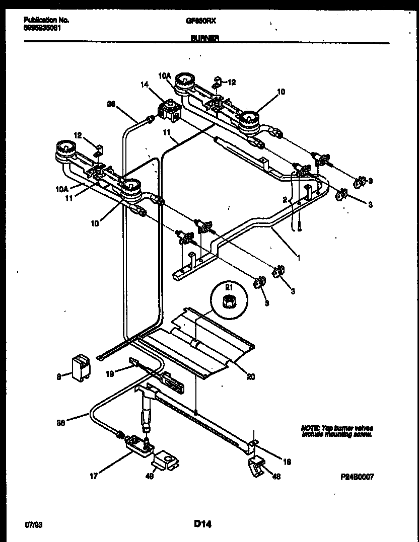 BURNER, MANIFOLD AND GAS CONTROL