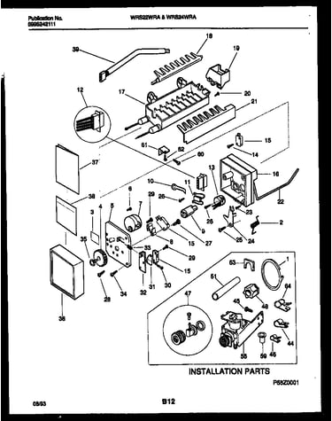 Ice maker and installation parts