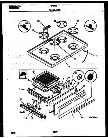 Cooktop and broiler drawer parts